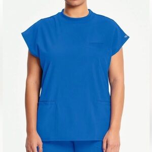 Cherokee Infinity Women's Mock Neck Scrub Top Royal Blue XL